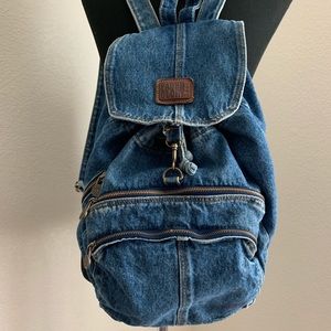 vintage denim backpack